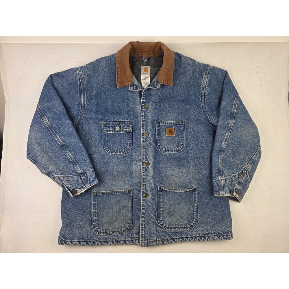 Carhartt C59DST Denim Blanket-Lined Chore Barn Jacket Size 2XL Made In USA